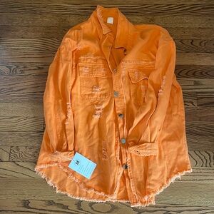 Orange distressed jean jacket/shirt